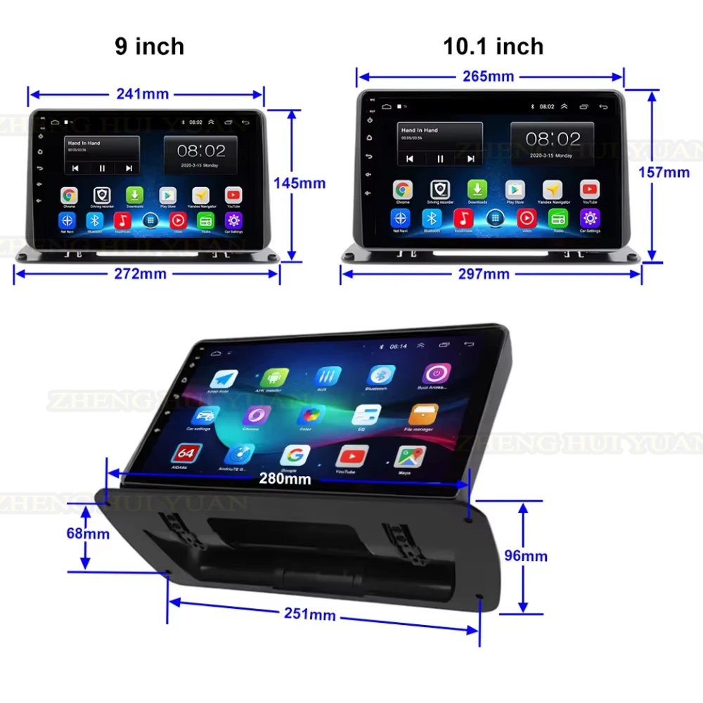 9'10' Zoll Carplay Android 16 Autoradio Multimedia-Navigation GPS Instrumententafel Universelles LKW 2 DIN Autoradio Stereo DVD