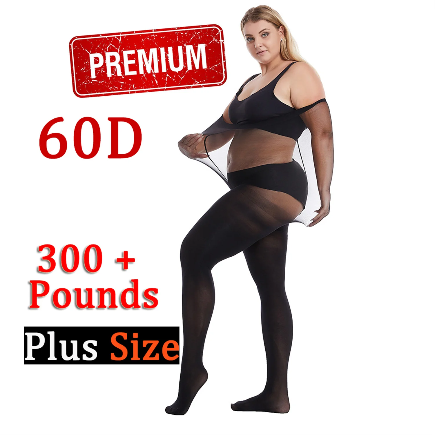 300 Pounds+ Super Big Pantyhose Soft Durable Snag Proof Big Woman Adorable Pantyhose Stretch Nylon Size Plus King Size Legging