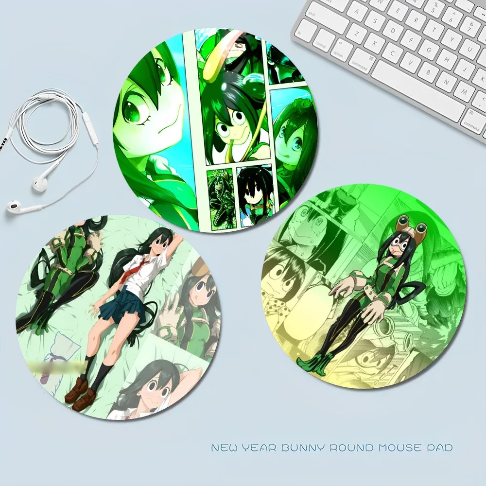 

Превосходный нескользящий круглый коврик для мыши Tsuyu Asui My Hero моя геройская академия, большой рекламный коврик для студентов, компьютерный коврик, игровой коврик