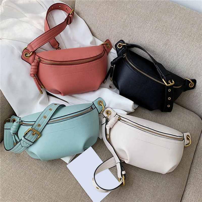 Women Waist Packs White Purse Leather Fanny Letter Belt Bags Shoulder Messenger Female Wallet Fashion Chest Crossbody Bag Pouch