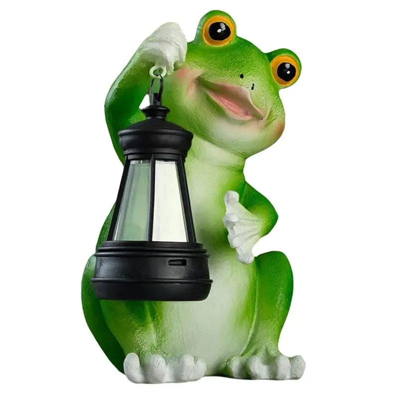 A21Q -Simulation Frog Animal Solar Lantern Garden Courtyard Home Balcony Porch Resin Ornaments