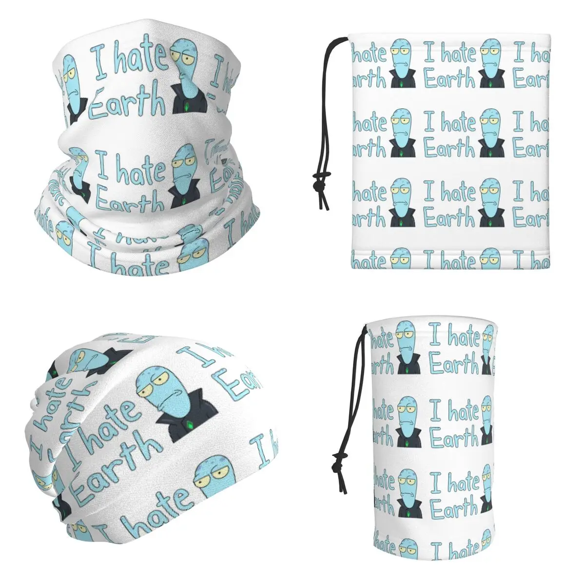Korvo I Hate Earth Solar Opposites Cartoon Bandana Neck Gaiter Printed Wrap Scarf Cycling Cycling Scarf Unisex Adult All Season