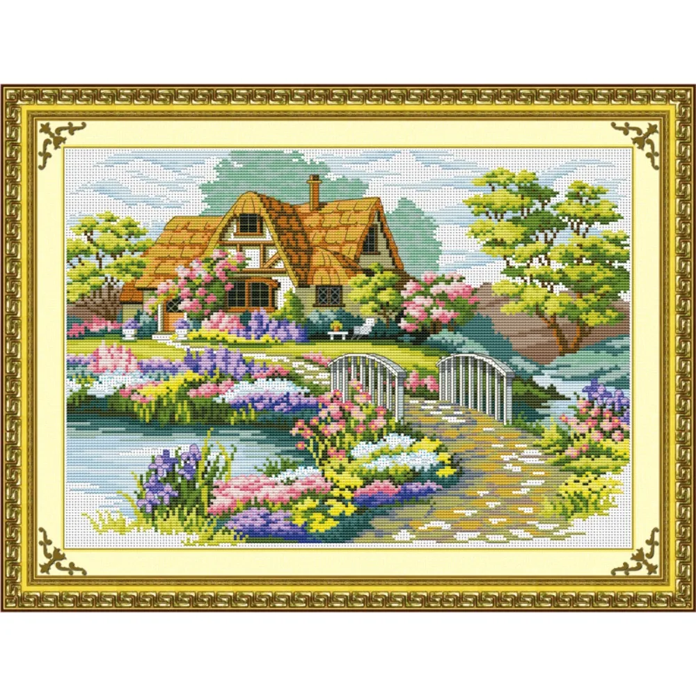 

New Cross Embroidery DIY Material Package Living Room Crafts Beautiful Home European Style Warm Hanging Painting