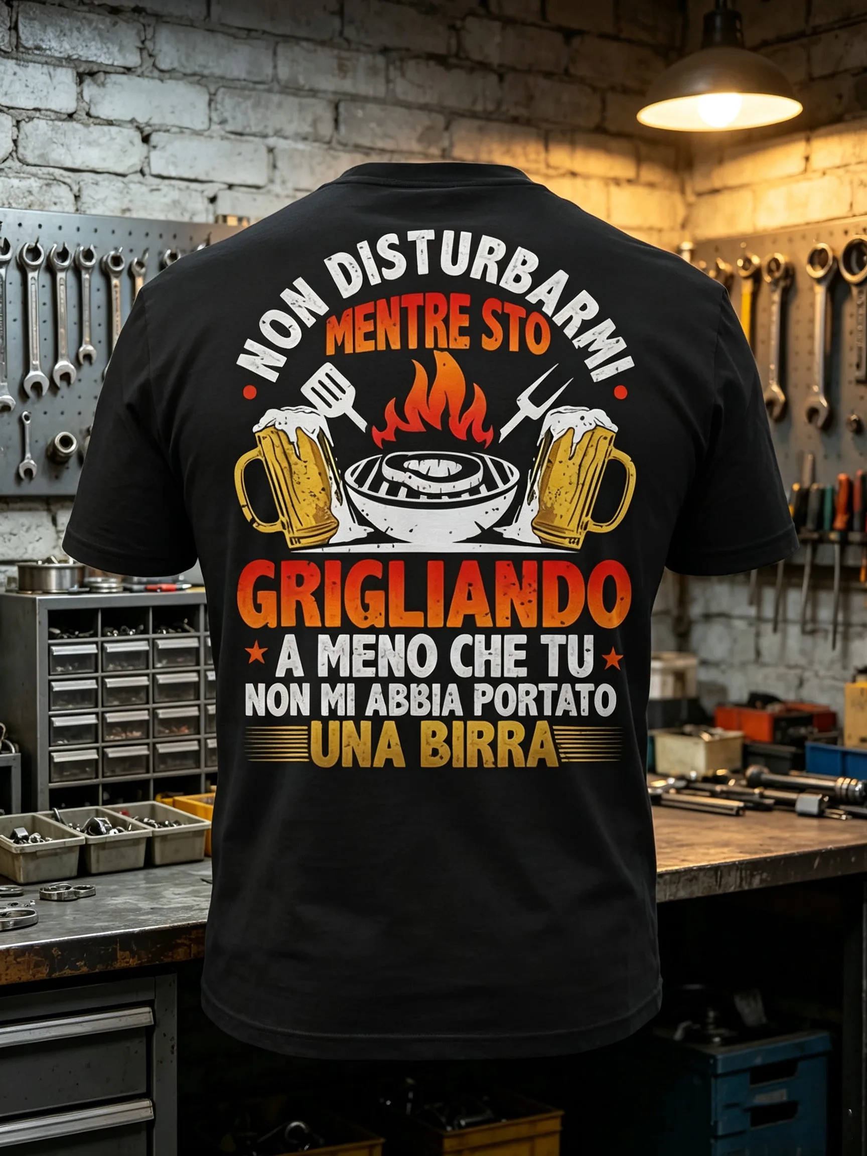 A Fun Men'S Barbecue Shirt with an Italian Beer Slogan And _Do Not Disturb Bbq_ on The Back, Perfect for BBQ Enthusiasts And Outdoor Cookouts - an Italian BBQ Quote Shirt That Makes an Excellent
