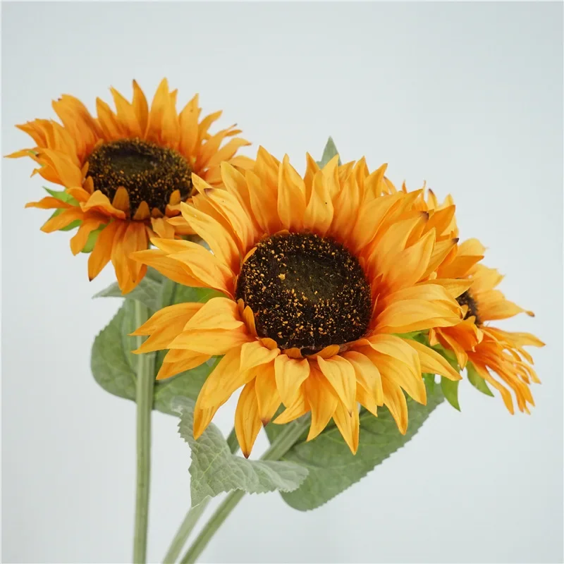 4 Stück Latex-Sonnenblumen mit Echtem Haptikgefühl, Künstliche Blumen für Heimdekoration, Hochzeit, Party, Tischdekoration, Fotografie-Requisiten – Detail 4