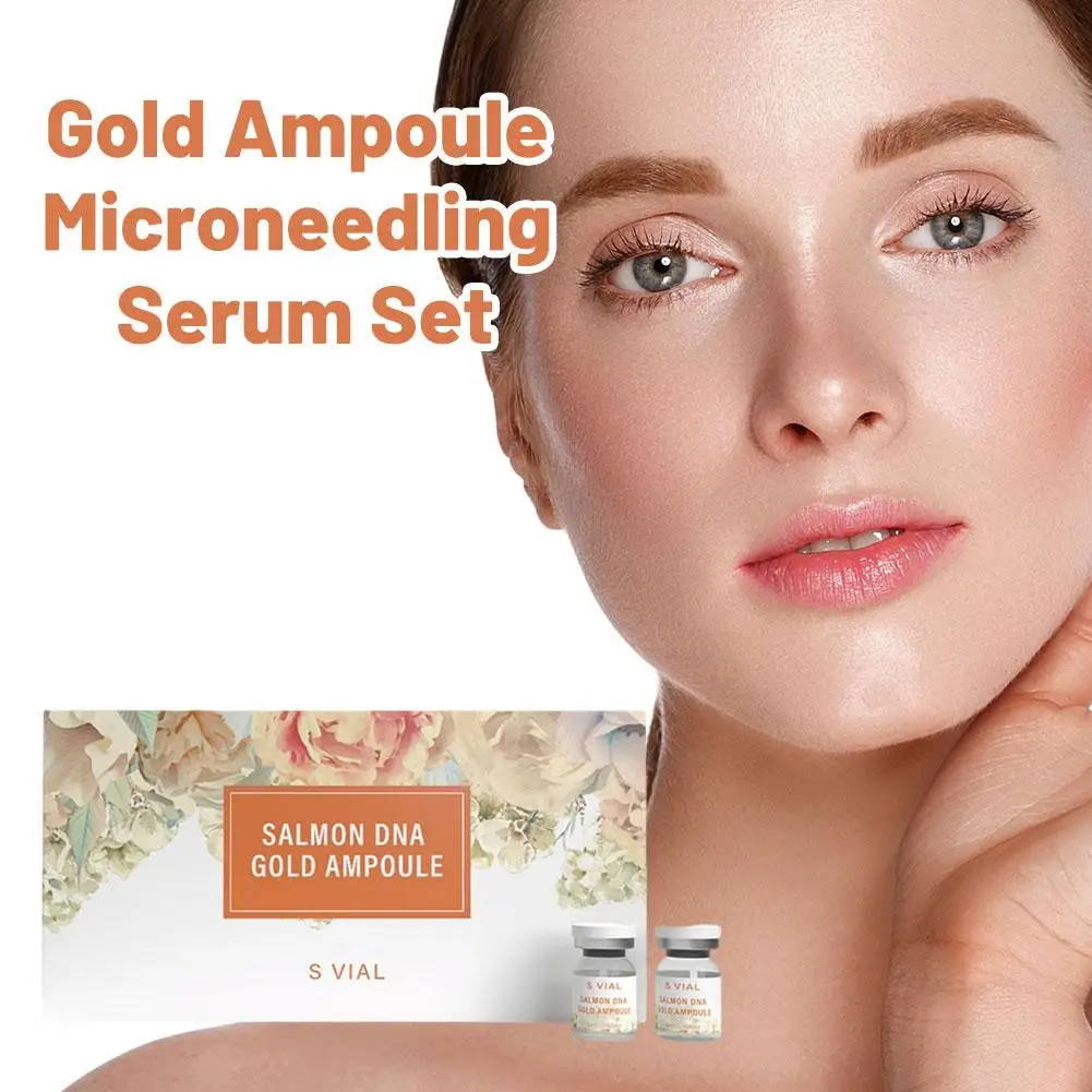Kit Ampola Facial S VIAL com DNA de Salmão e Ouro, Sérum Facial Hidratante e Iluminador, Sérum para Cuidados com a Pele com Microagulhas de 0.3mm