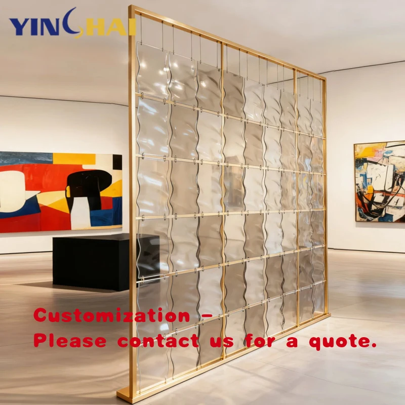 

custom.Luxurious New Model Tempered Glass Metal Partition Stainless Steel Living Room Lobby Partition Design Screens Room Divide