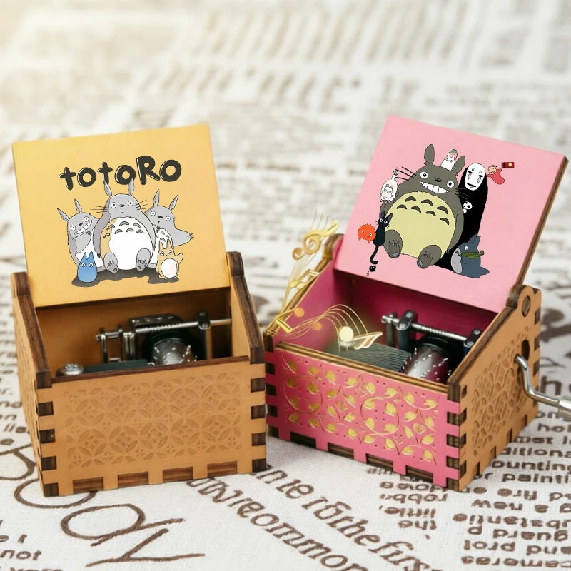 Caja Musical de Madera con Manivela de Mi Vecino Totoro, Adorno Musical para Fiestas, Regalo para San Valentín, Cumpleaños y Días Festivos