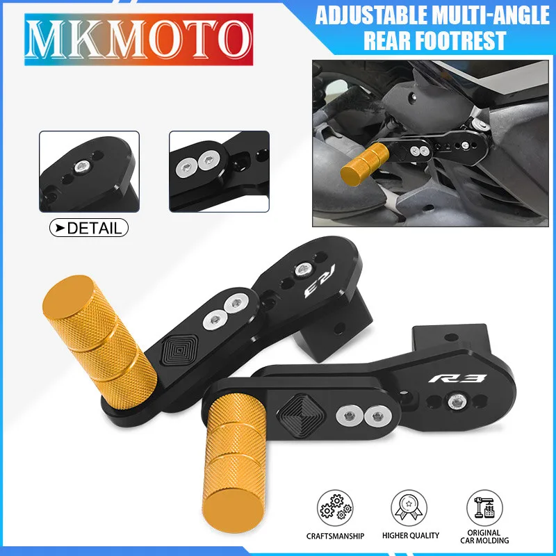 

Rear Passengers Foot Pedals For YZF-R6 R3 R15 R25 2015-2024 Motorcycle Multi Angle Telescopic Adjustable Rear Footrests Footpeg