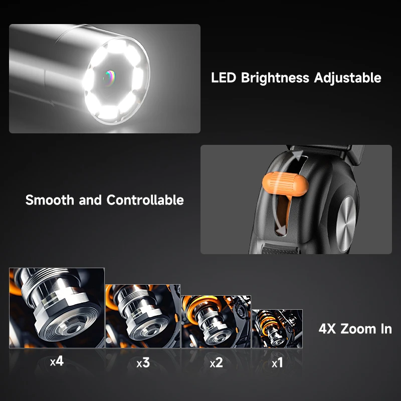 اتجاهين 180 °   منظار التوجيه 1080P 6.2/8.5 ملم كاميرا فحص بوريسكوب محمولة باليد للهواتف الذكية iOS/Type C