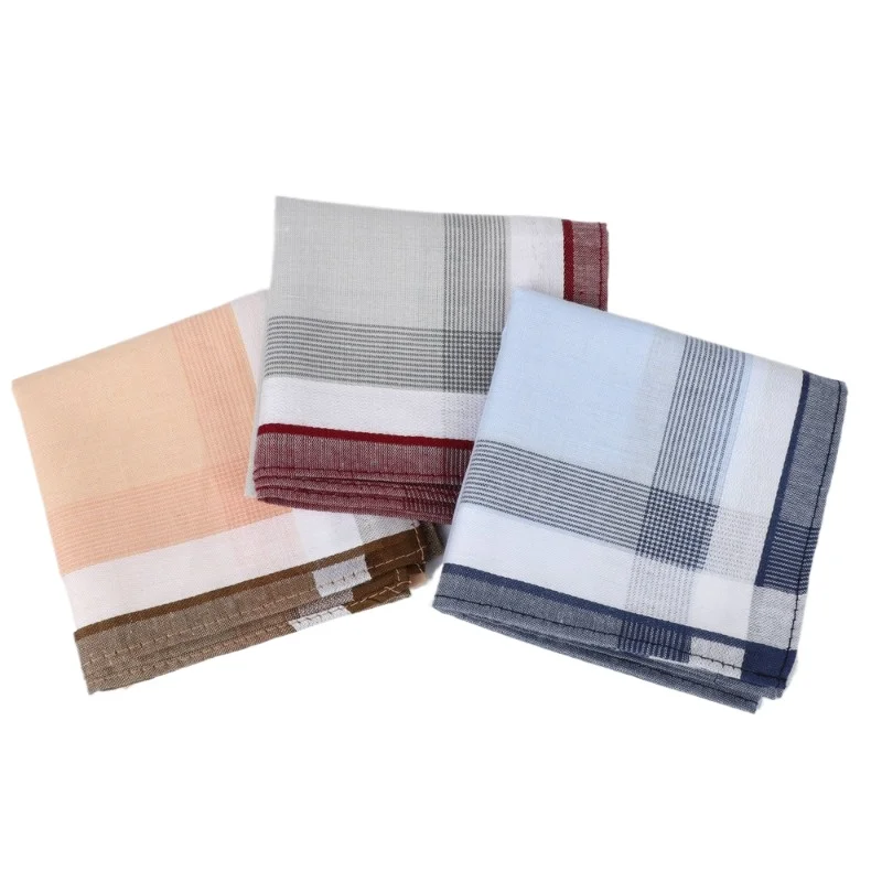 3‑Pack 40cm Pure Cotton Small Square Handkerchief Classic Nostalgic Sweat Absorbing Wiping Cloth for Men Women