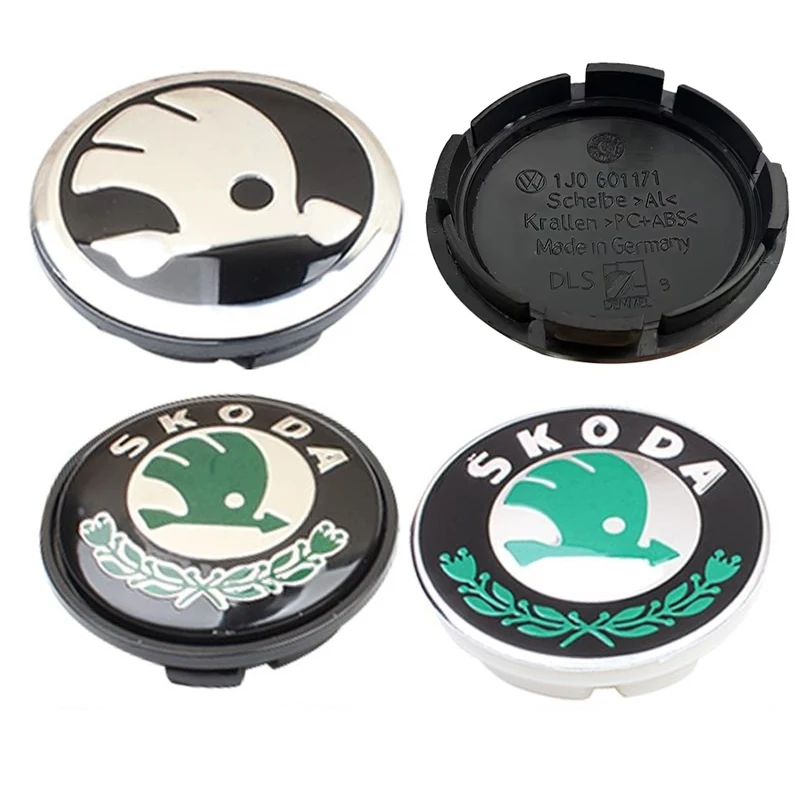 for Skoda 4pcs 55mm 65mm Car Wheel Rims Center Cover Hub Cap Emblem Fabia Octavia Kodiaq Superb Karoq Fabia A5 A7 VRS VII Yeti