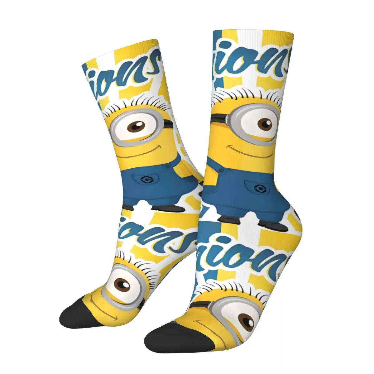 Vintage Minions Men's compression Socks Unisex Despicable Me Minions Harajuku Pattern Printed Novelty Crew Sock