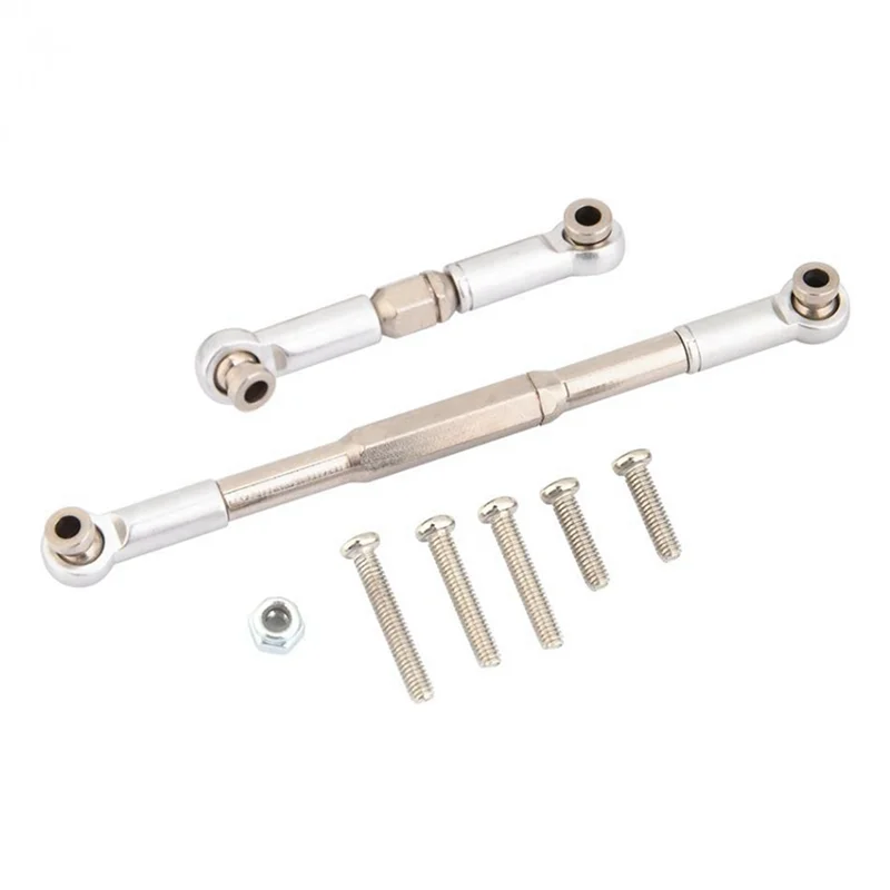 3X RC Steering Rod CNC Machining Aluminum Alloy Steering Linkage Rod Set For WPL 1608T,Grey-AA02