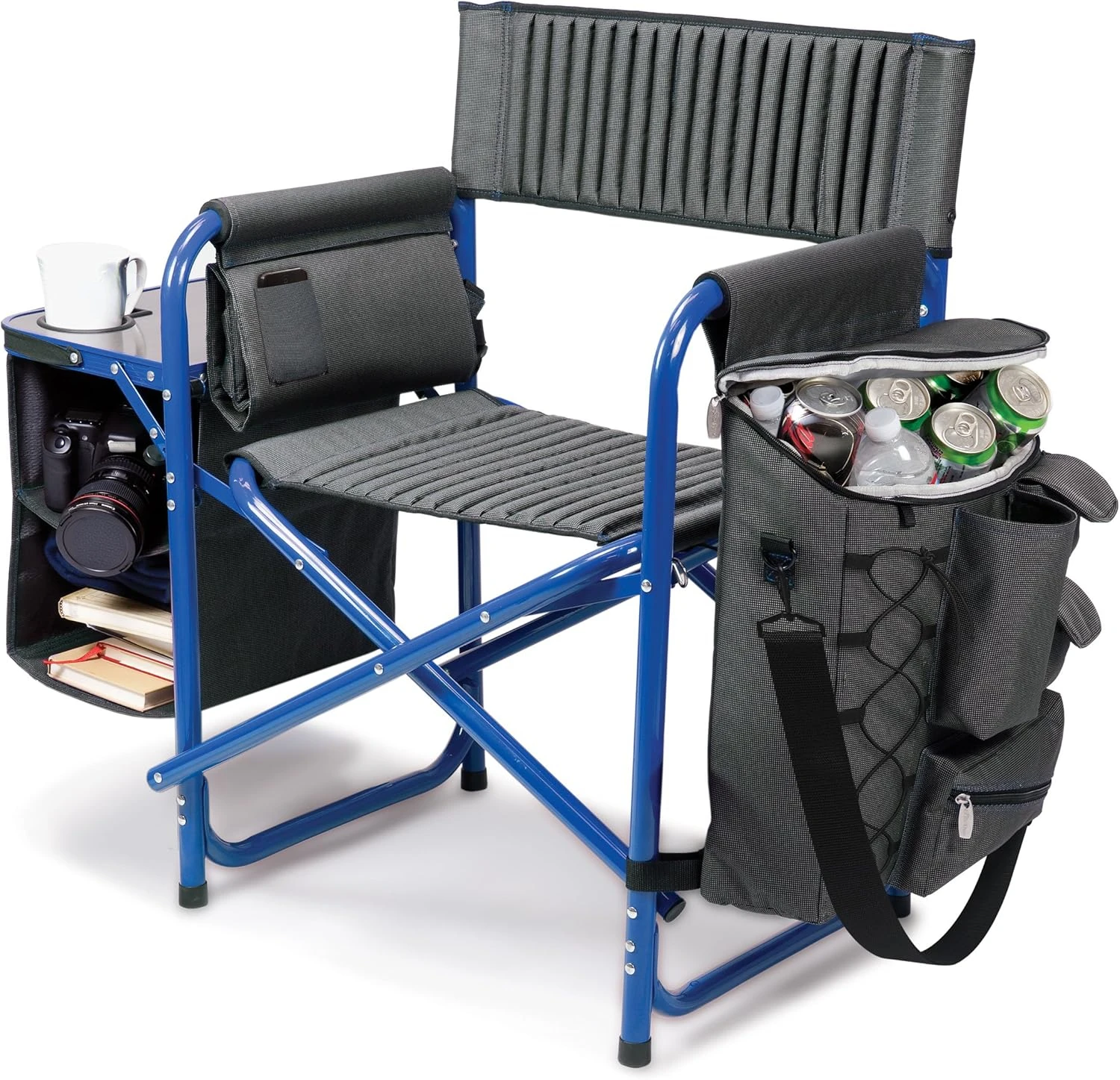 Fusion Camping Chair with Side Table and Soft Cooler, Beach Chair for Adults, Lawn Chair