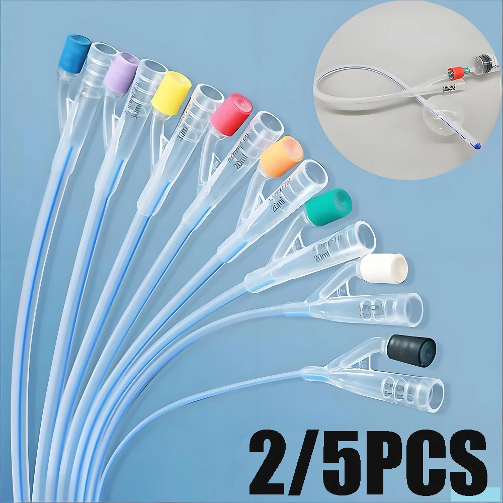 Medical Disposable Silicone Urinary Catheter 2 Way Silicone Foley Balloon Catheter for Men Women 12/14/16/18/20/22Fr