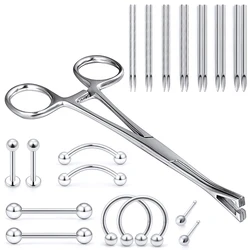 316L Medical Stainless Steel Body Perforation Tool Set Clamp Nose Ring Hole Lip Navel Tongue Bellybutton Ring Eyebrow Jewelry