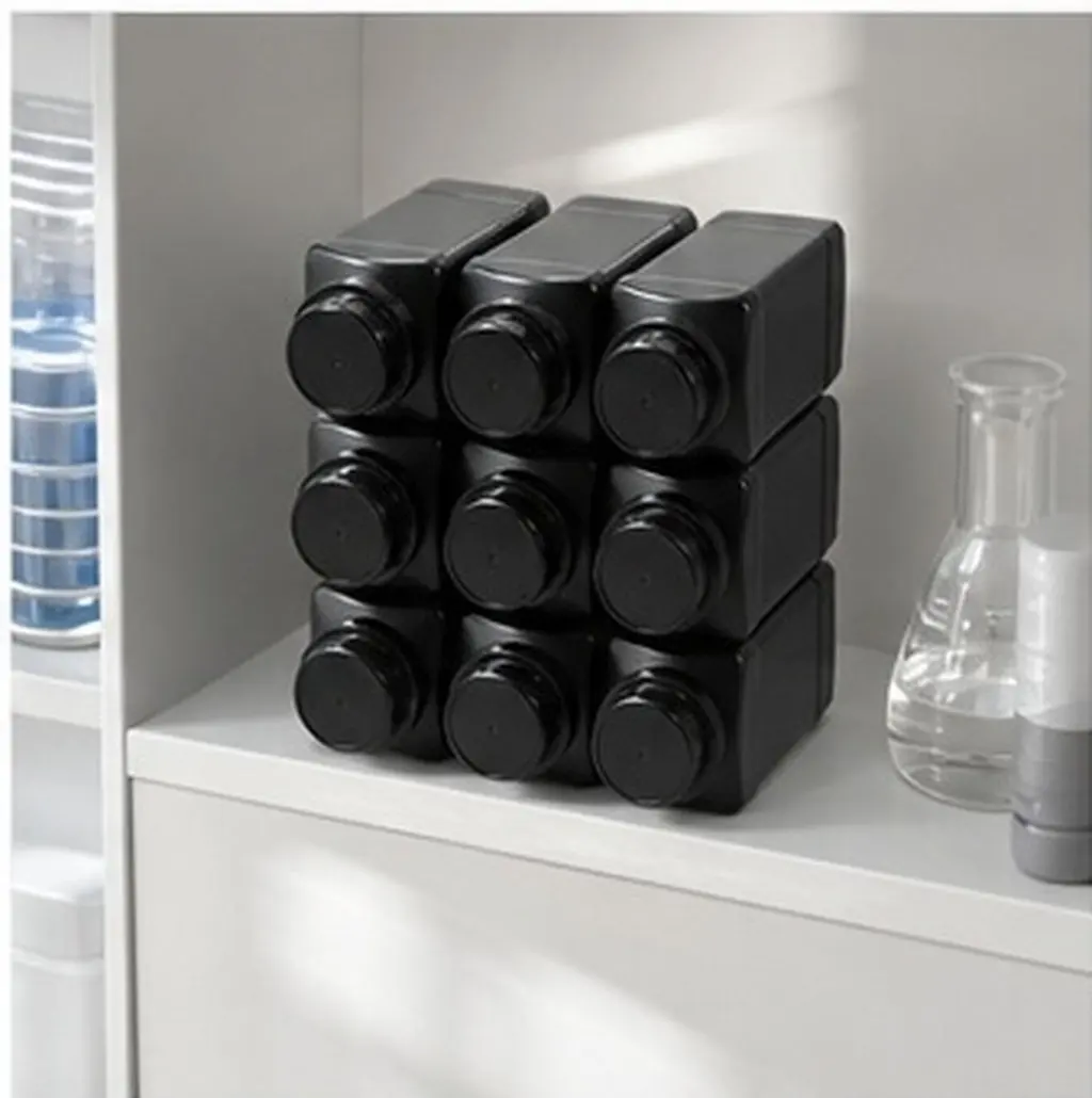 6Pcs Leakproof Wide Mouth Reagent Bottles Black Pe Plastic 1000Ml Lab Chemical Storage Jars Screw Thread Closure Container