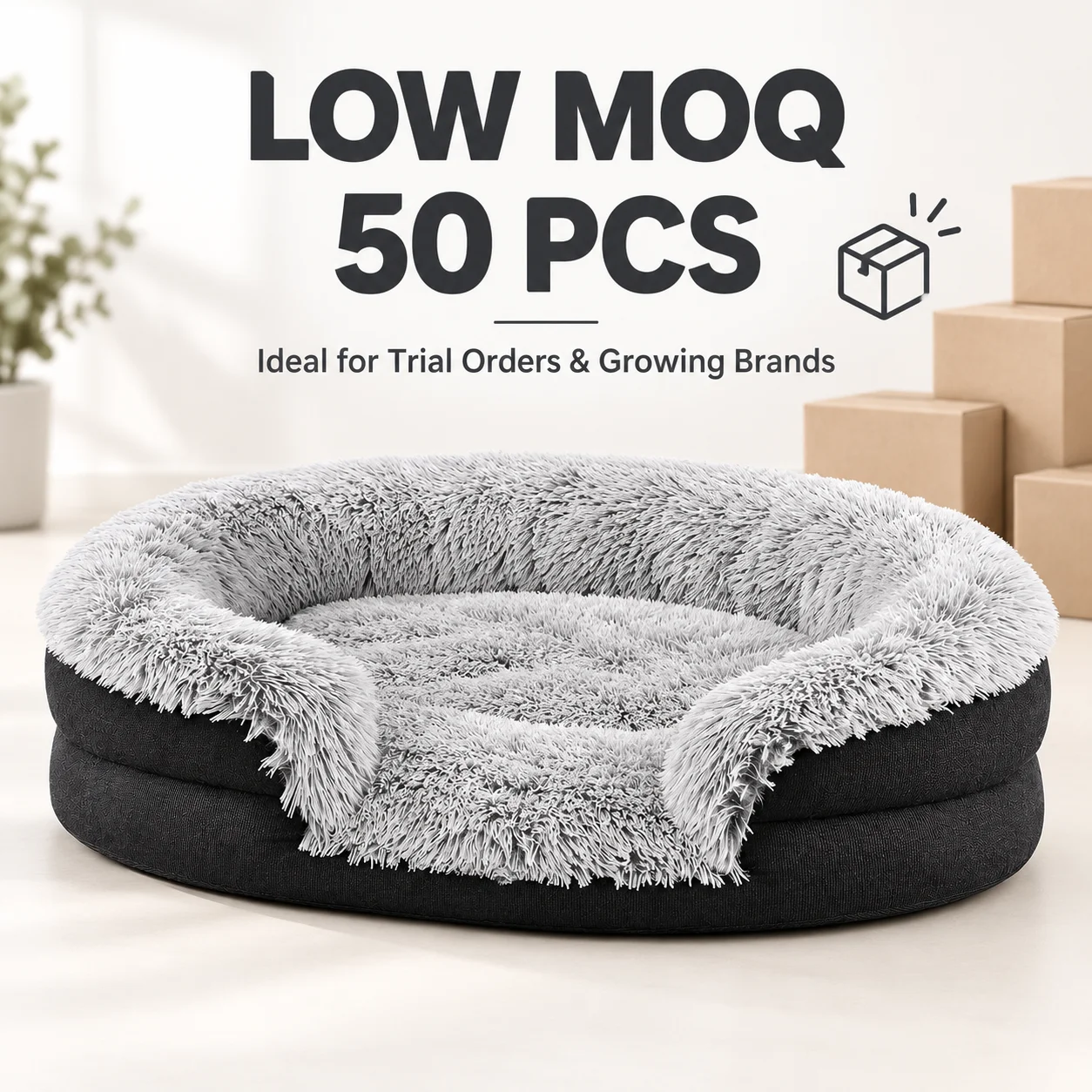 Custom Dog Beds Soft Plush Faux Fur,lowered Entry,washable Cover,waterproof Liner Claming Dog Couch Fluffy