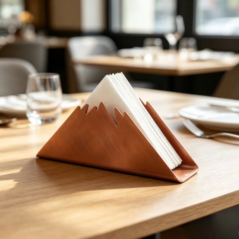 European Stainless Steel Triangle Napkin Holder Thick Tissue Dispenser Vertical Napkin Stand for Hotel Cafe Bar Dining Table
