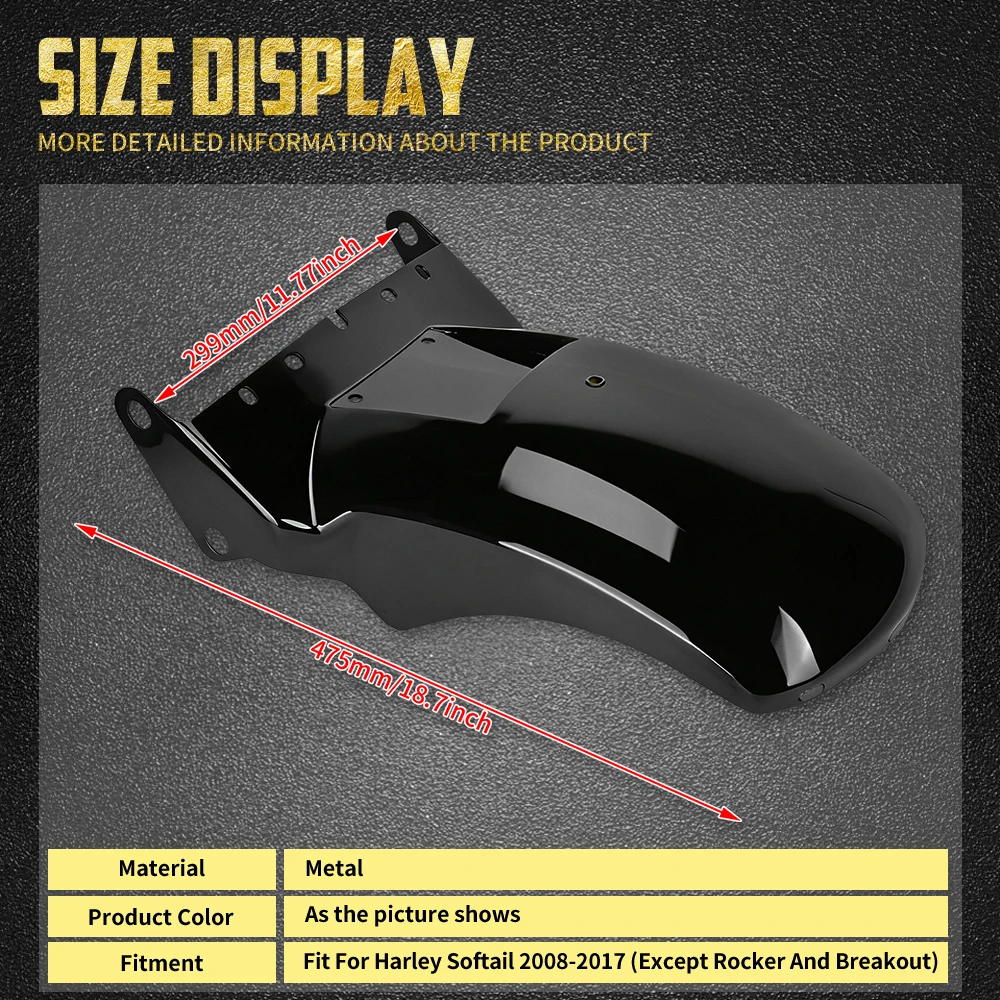 Motorcycle Rear Fender Splash Guard Mudguard Cover For Harley Softail Fat Boy Street Bob Standard Slim Heritage FXLR 2008-2017