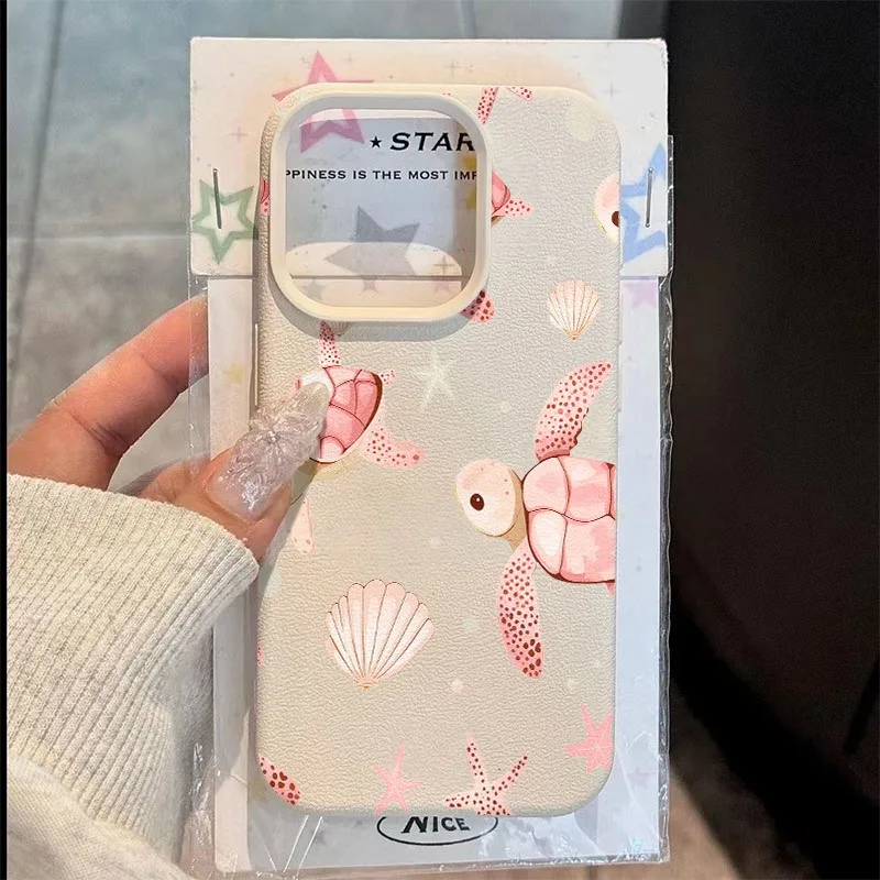 

Phone Case Lychee Pink Turtle Shell Pattern For iPhone 17 Air 11 13 14 12 15 16 Pro Max XS XR 7 8 Plus 16E Silicone Bumper Cover