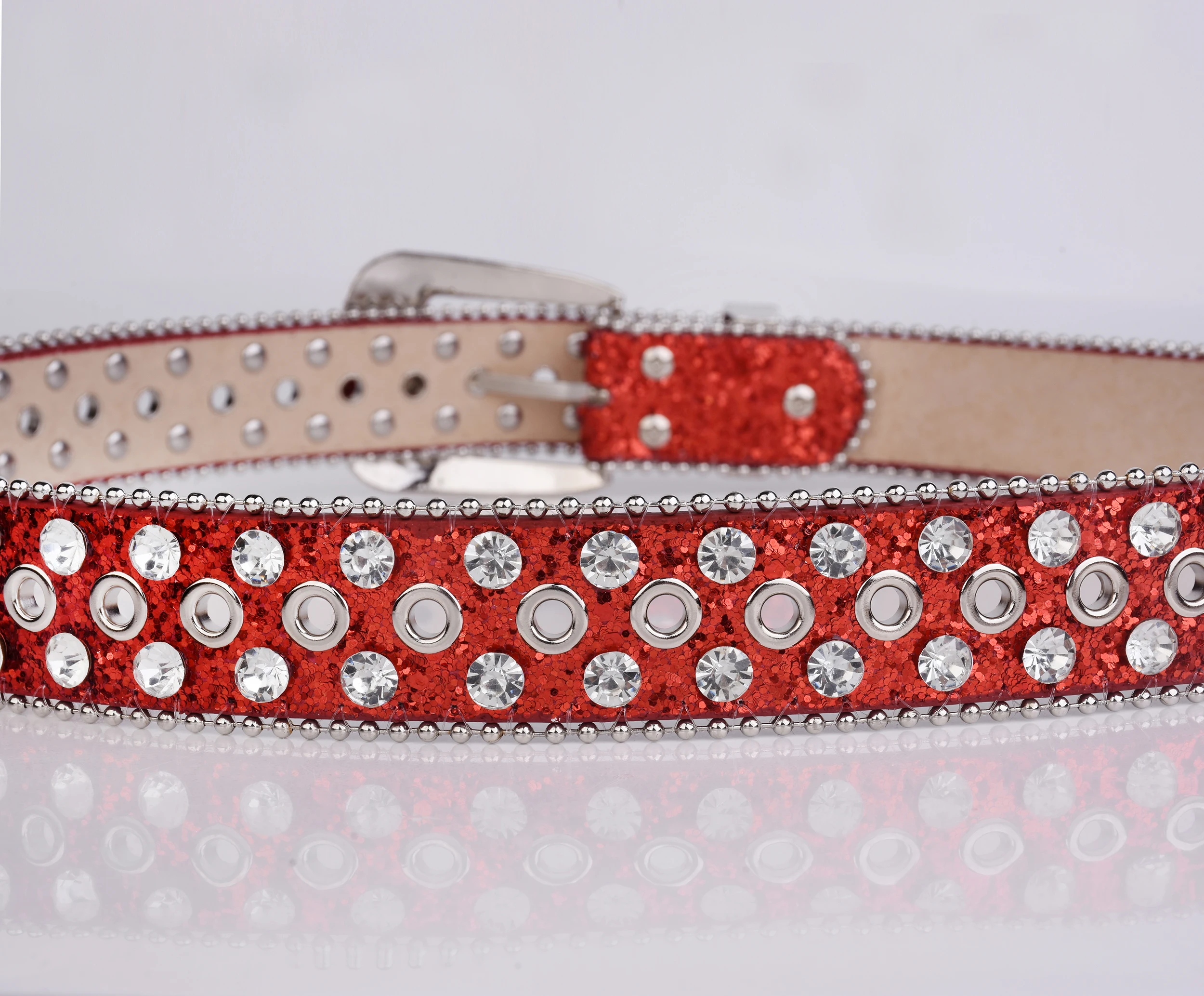 Silberner glitzernder Strassgürtel Y2K Perlen Dekor Paillettengürtel Punk Western Cowboy Cowgirl Gürtel Jeans Hosengürtel Dekorativer PU-Gürtel – Detail 20