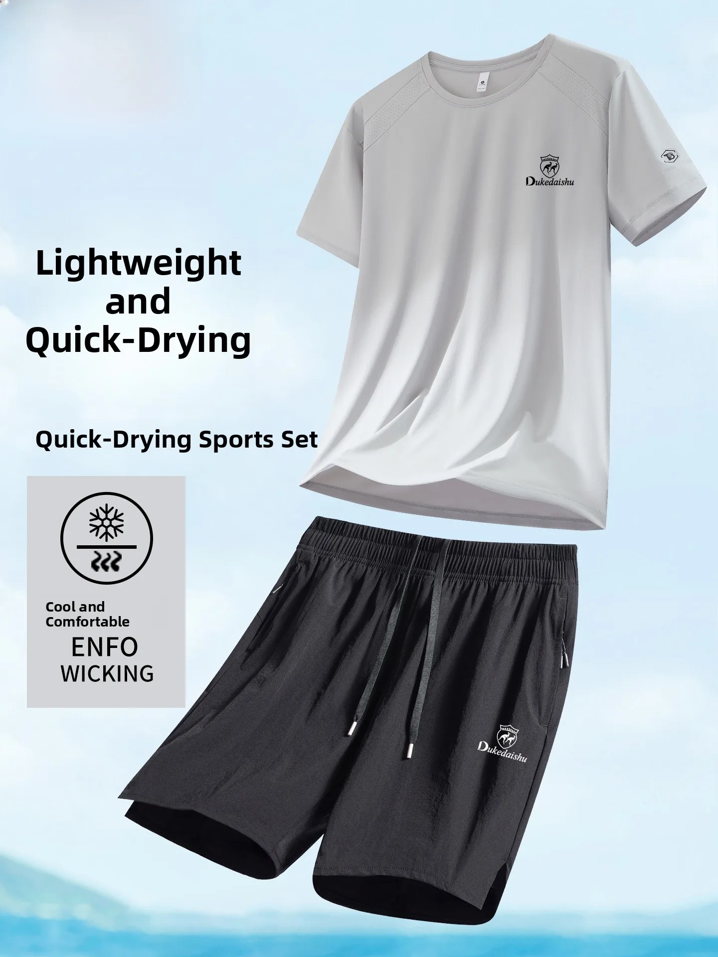 

Men's Qui Dry Sports Set Ice Silk Cool Feeling ort Sve orts Lightweight Running Fitn Summer Outfit Durable Nylon ...