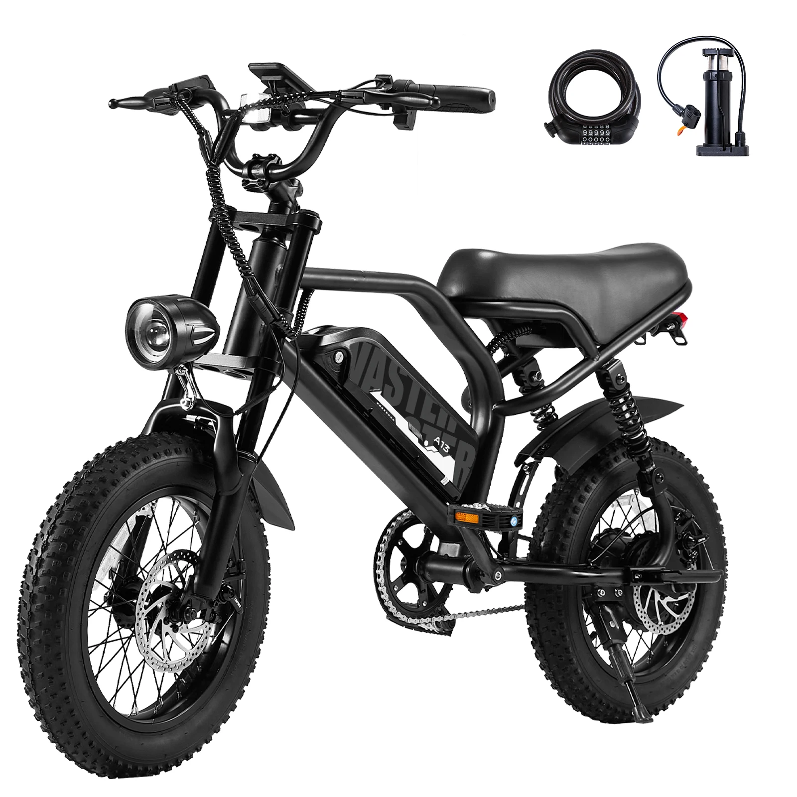 2026 AVDL A13 16 Zoll Fatbike E-Fahrrad, 36V 12,8Ah Akku, Doppelfederungssystem, Scheibenbremsen vorne und hinten, LCD-Display, 60-70 km Reichweite, Offroad-City-E-Bike für Erwachsene
