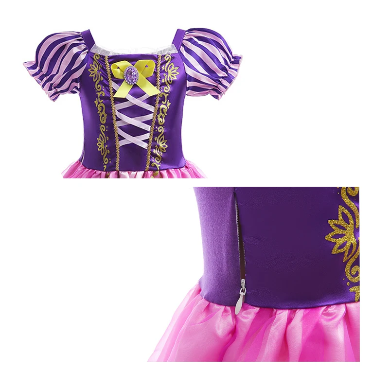 Rapunzel fantasia cosplay para meninas, vestido de princesa para crianças, festa de aniversário roxo e rosa, fantasia infantil, 2024