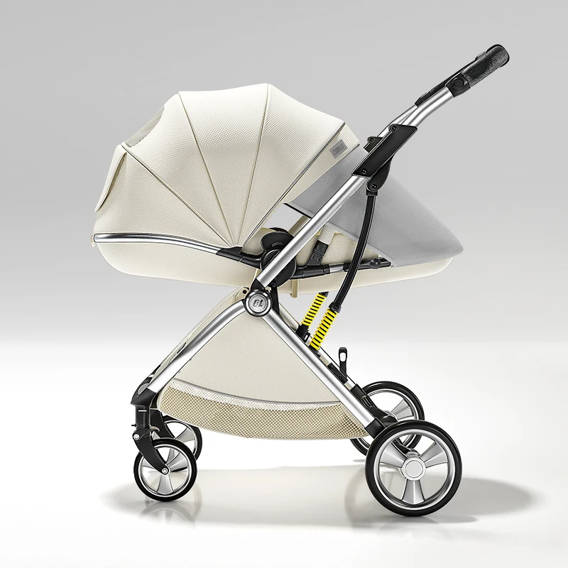 Luxurious Light High Landscape Baby Stroller Egg-shaped Seat for Newborn One Hand Recline Pushchair Pram Compact Size