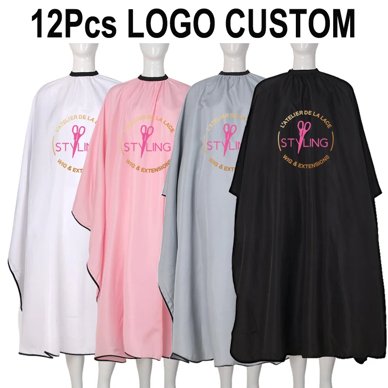 Custom Salon Barber Capes Robe Personalized Logo 12Pcs Hairdressing Cape Professional Hair Cutting Cape Barber Accessories