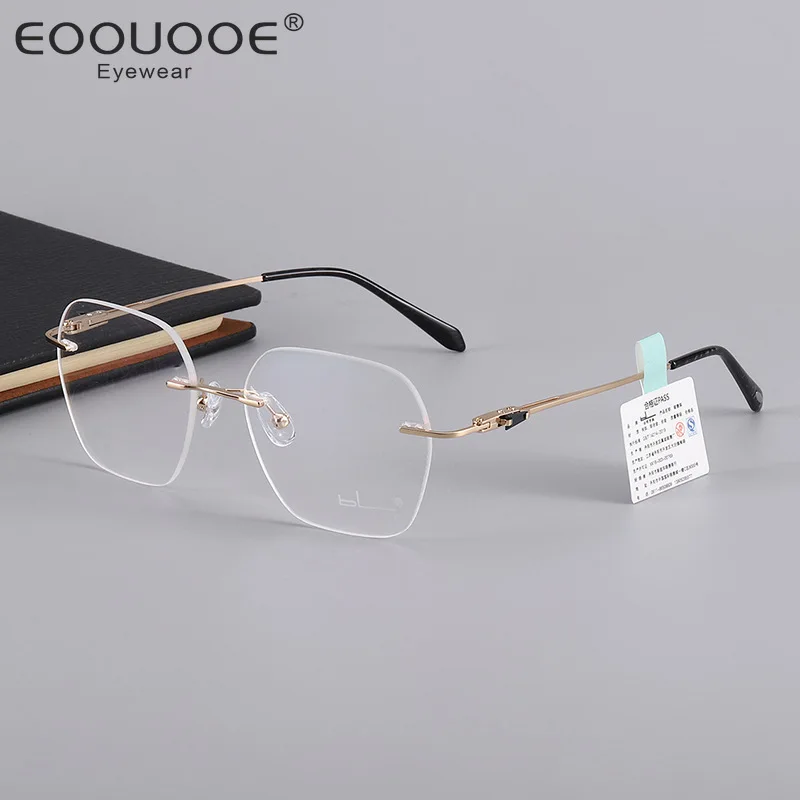 

Optical Prescription Glasses Frame Man Retro Fashion Spectacle D30 Ultra Light Alloy Eyewear Luxury Rimless Eyeglasses Woman