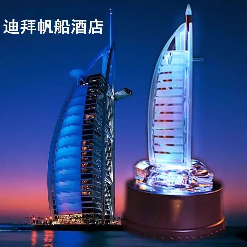 Lugger Hotel Dubai Ornament Arabia Seven Star Hotel Model of Dubai Landmark Crafts Empire State Building Figures home decor gift