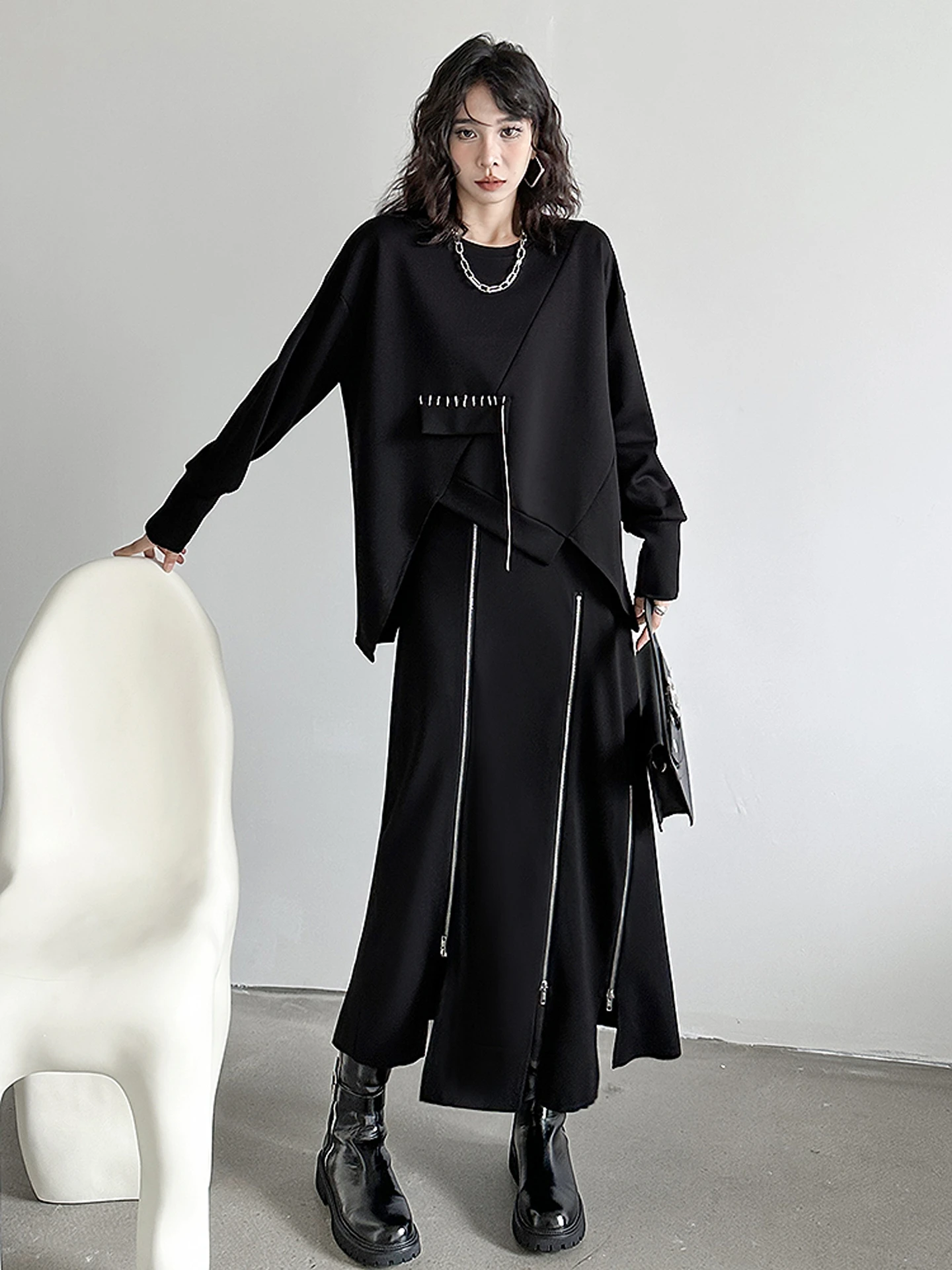 Loose Long Sleeve Hoodie Women's Fashion Hong Kong Style  Color Base Layer Slimming Top Coat Autumn New Arrival