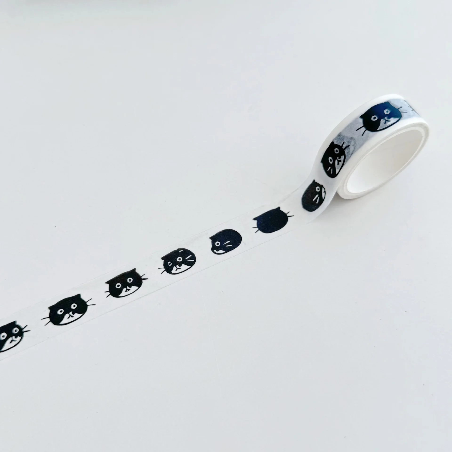 1 rollo de cinta Washi con diseño de gatos de dibujos animados, pegatina bonita, adhesivo decorativo para collage, manualidades, álbumes de recortes, papelería hecha a mano