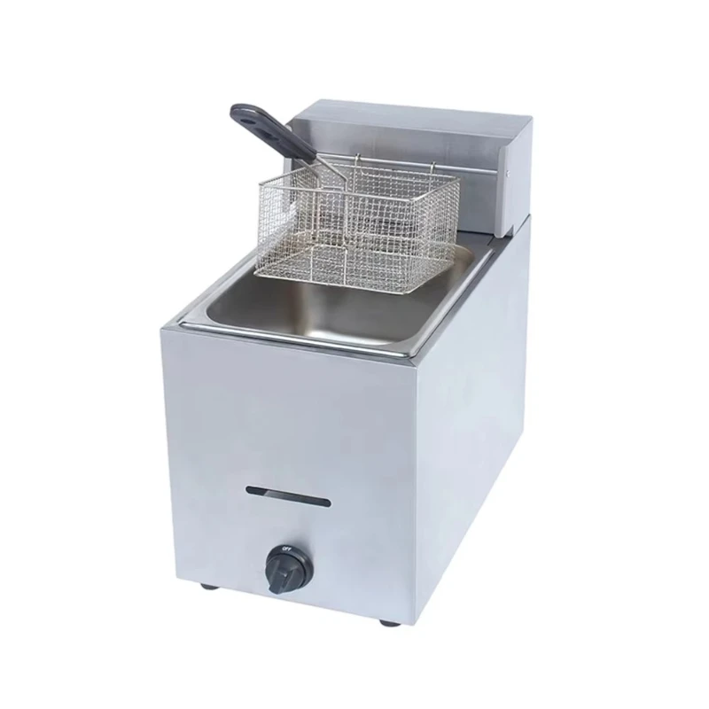 

Stainless Steel Single Tank 10L Commercial Table Top Fryer Gas Powered Deep Fryer Small for Fresh Chips