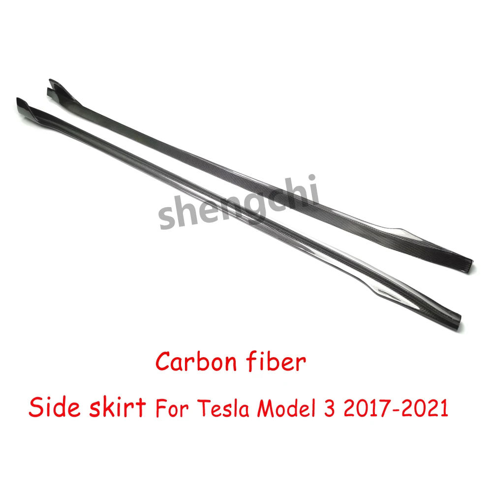 V Style Side Skirt For Tesla Model 3 High Quality Carbon Fiber Side Skirt Bumper Extensions 2017-2021