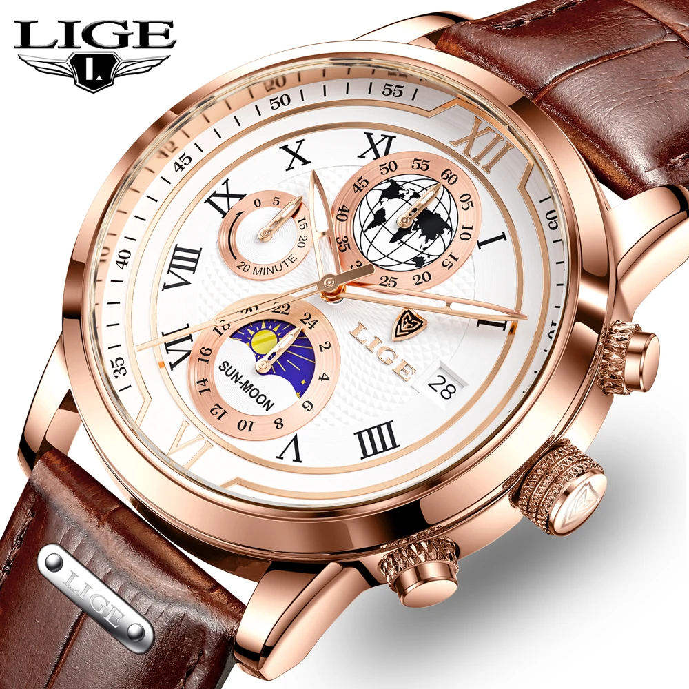 LIGE Watch for Men Business Casual Men\'s Watches Top Brand Luxury Wristwatch Man Quartz Chronograph Waterproof Watches Clock New