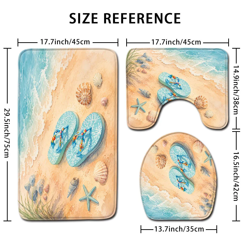 Tropical Beach Bath Mat Set 3 Piece Bathroom Rugs Coastal Ocean Decor for Master Bathroom Vanity Area