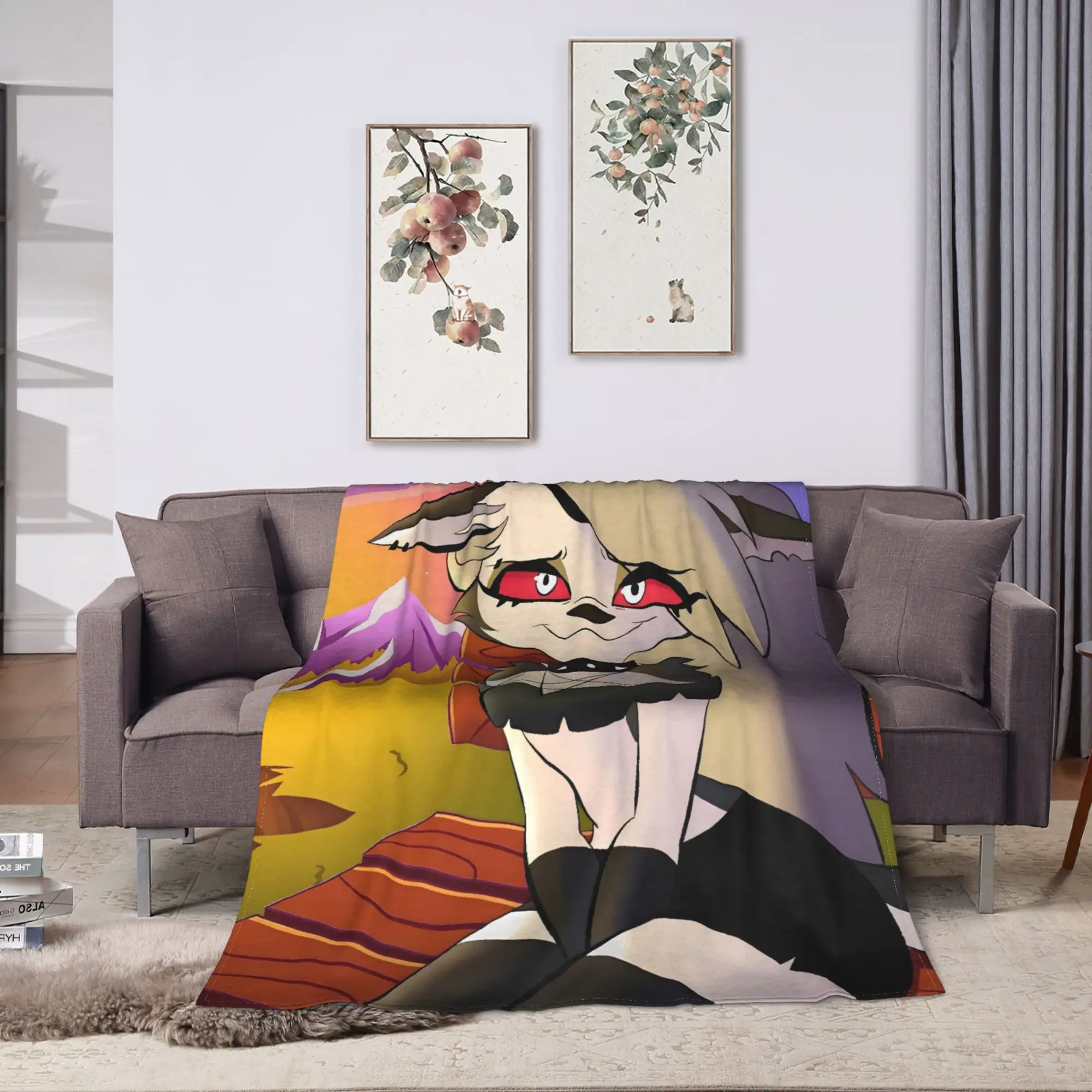 Helluva Boss Loona Flannel Blanket  Warm Soft Bedding Throws for Couch Chair Airplane Travel Print Bedspread Sofa Bed Cover