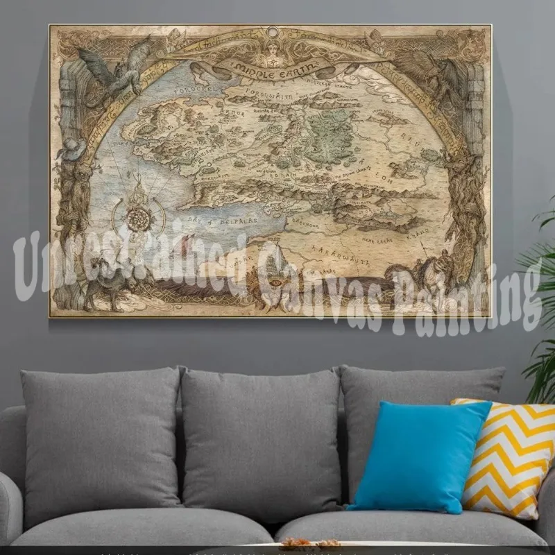 Westeros and Essos Treasure World Map Art Canvas Painting on The Wall Art Posters and Prints for Living Room Home Decoration