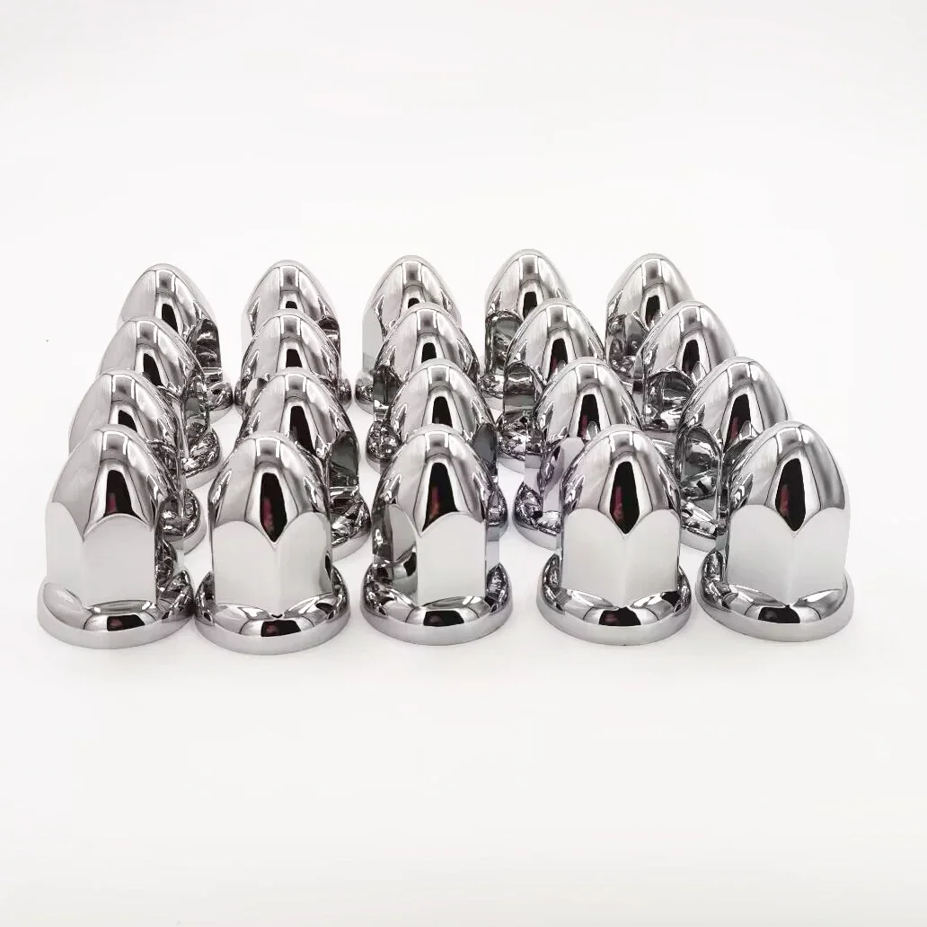 20PCS 38mm Chrome Lug Nut Covers Push On,ABS Chrome Plastic Push-on Bullet Flanged Lug Nut Covers for Semi Trucks