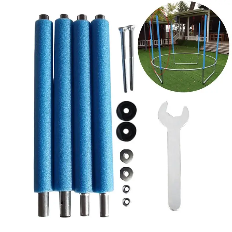 Trampoline Net Poles Foam Trampoline Poles Anti-Collision Steel Poles With Screws Enclosure Straight Tube Universal Trampoline