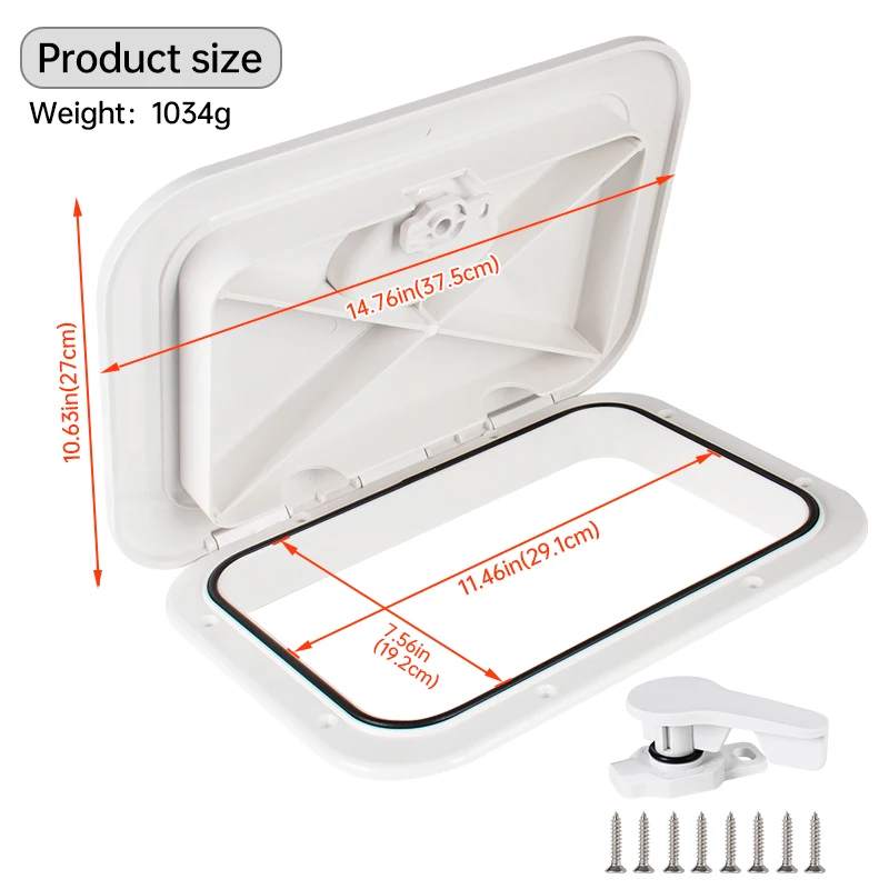 Marine Deck Access Hatch - Rectangular  Deck Cover, Inspection Hatch, Hatch Cover, Boat Access Hatch, 10.63 x 14.76Inches