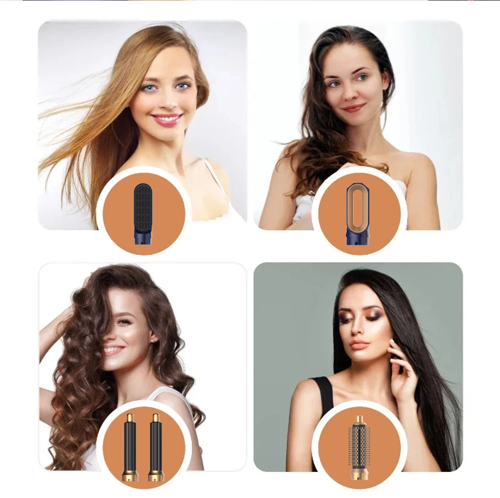 5 في 1 مجفف الشعر مشط الهواء الساخن لتجعيد الشعر الاحترافي وتمليسه مع مرفقات قابلة للفصل مجففات الشعر استشوار