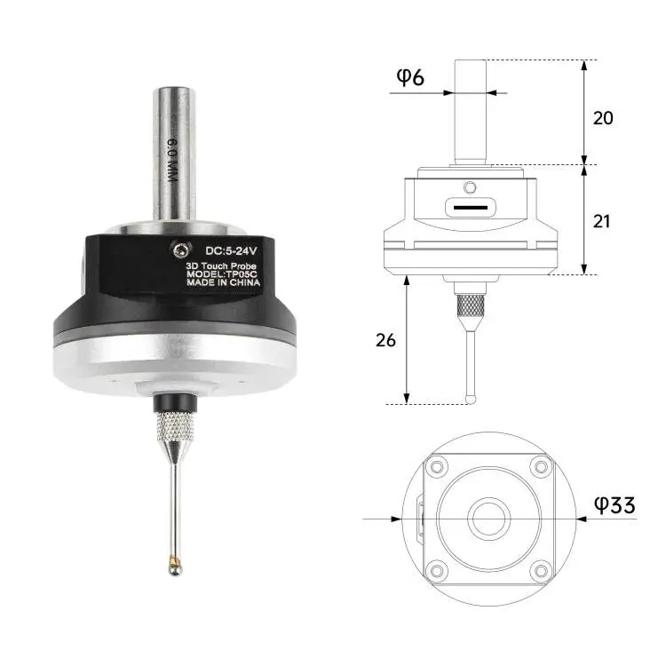 V5 Anti-Roll CNC 3D-зонд сенсорный искатель для поиска центра, совместимый с Mach3 и Grbl
