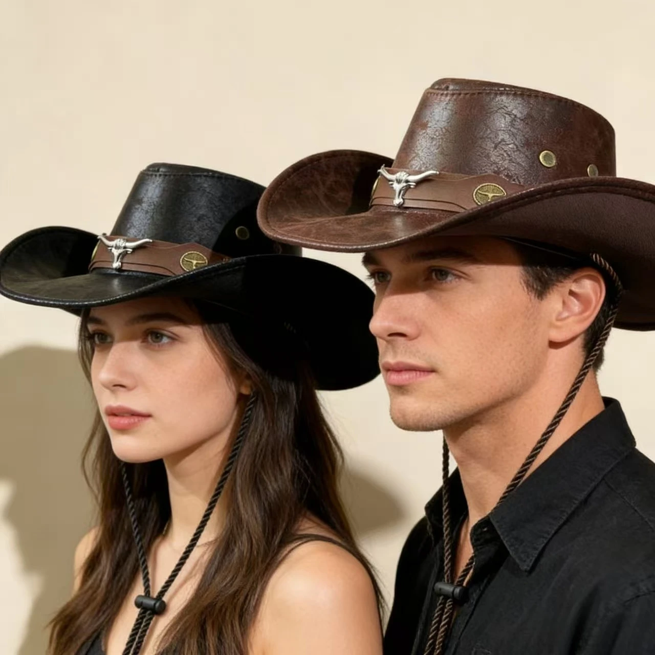 New Western Cowboy Knight Hat Head Retro Outdoor Travel Flat Top Knight Hat Party Hats Cowboy Accessories Men and Women image 2