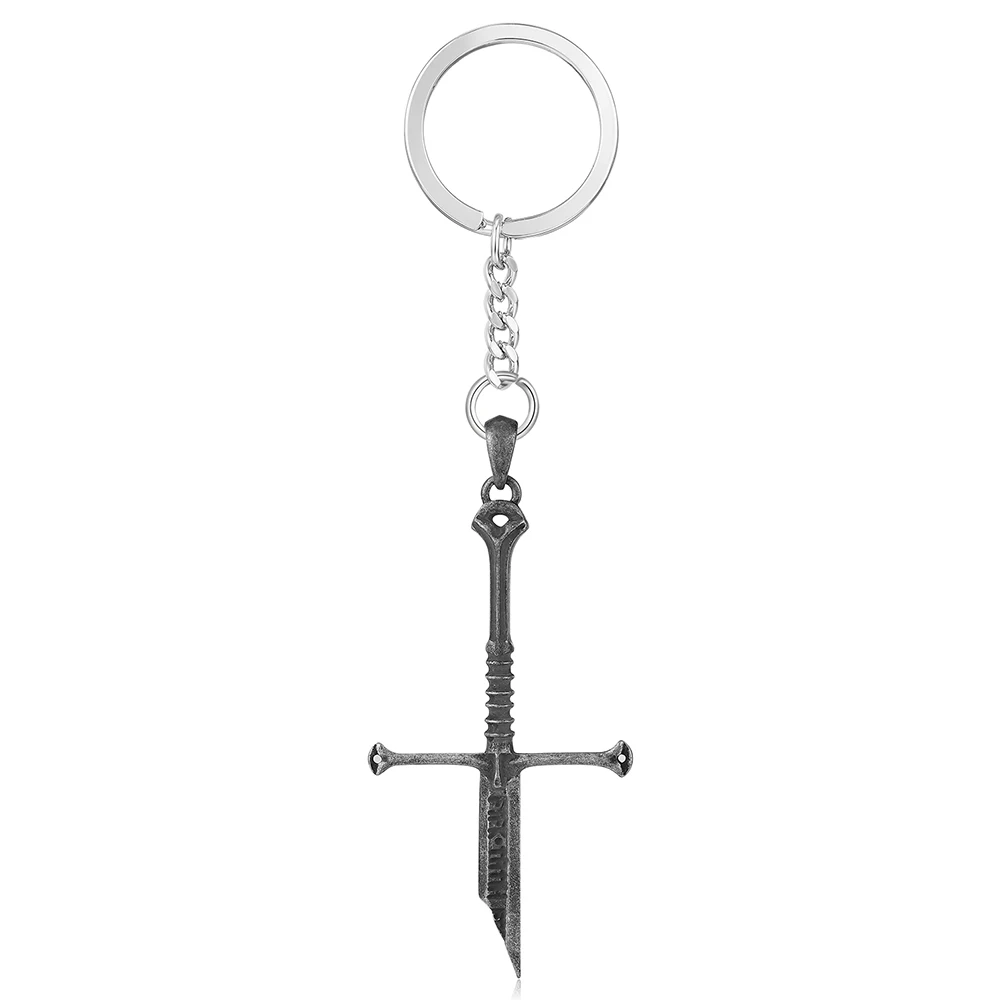 Lord of the Narsil Broken Sword Keychain Classic Movie Rings King Keyring Backpack Bag Key Chain Jewelry Gift for Women Men Fans