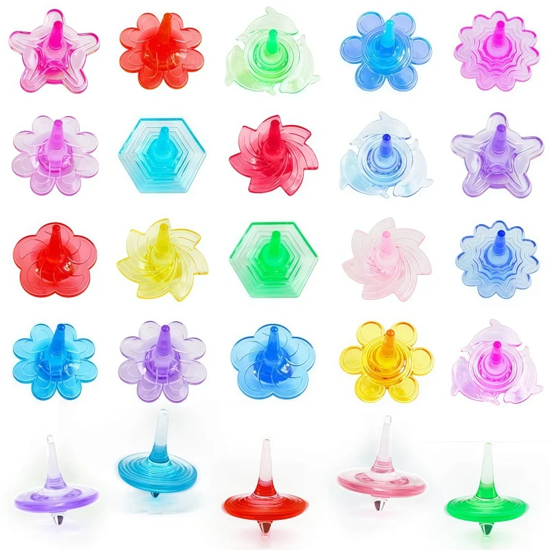 30Pcs Colorful Acrylic Rotating Gyroscopes for Fun Decompression Fidget Tops for Party Favors Birthdays Parties Family Playtime
